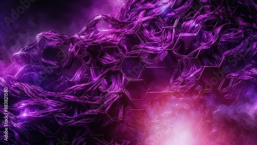 4K Resolution Photo of a mesmerizing purple hexagonal abstract metal background