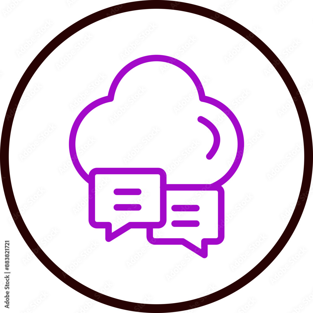 Cloud Messaging Vector Line Purple Circle Black Cloud Messaging Vector Line Purple Circle Black