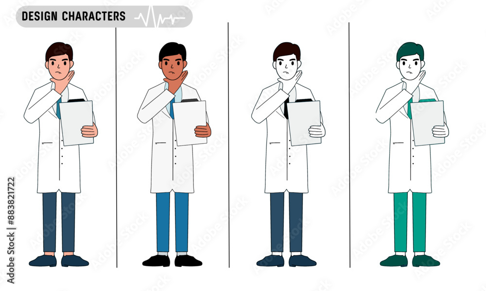Set of doctor design characters with different styles. Vector illustration Set of doctor design characters with different styles. Vector illustration