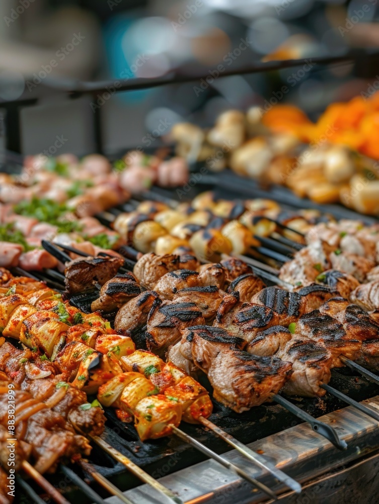 Grill with meat and vegetables Grill with meat and vegetables