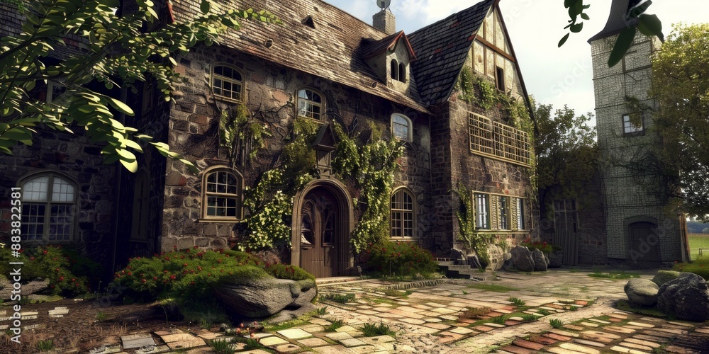Stone Manor with Overgrown Courtyard Stone Manor with Overgrown Courtyard