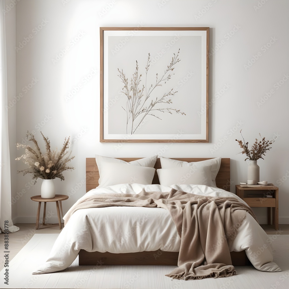 Modern Bedroom interior design and decoration ideas house beautiful background, home studio with natural daylight. Generative AI