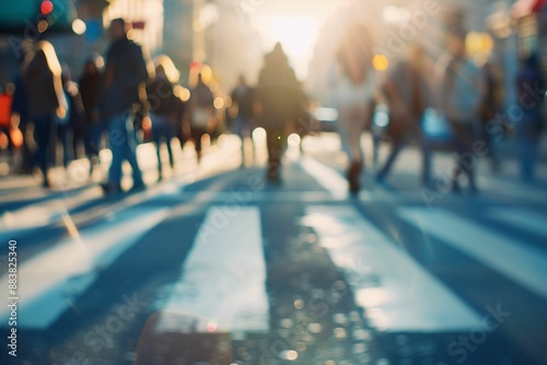 Blurry Street Scene with Crosswalk in the Sun