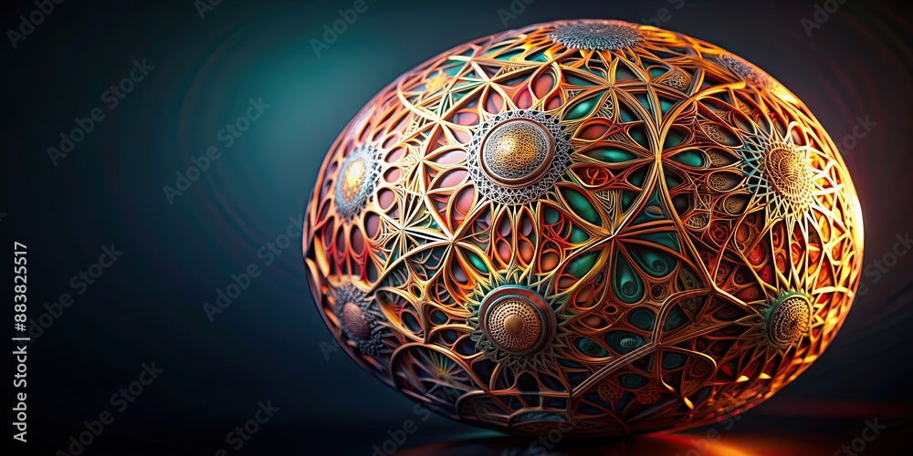 Abstract sphere with intricate patterns and designs, abstract,sphere, geometric, design, pattern, shape, digital, concept