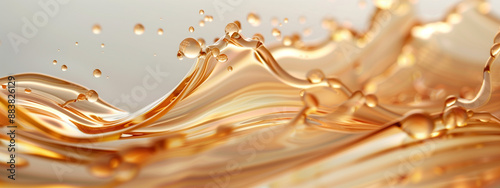 Orange color liquid caramel isolated 3D Rendered Abstract Liquid Streams in Rich Amber Hues, Isolated on a Transparent Canvas