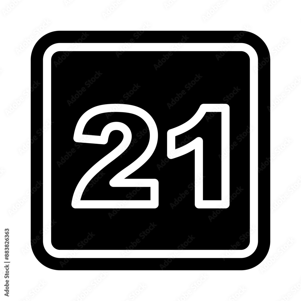 21 Number Vector Glyph Icon Design 21 Number Vector Glyph Icon Design