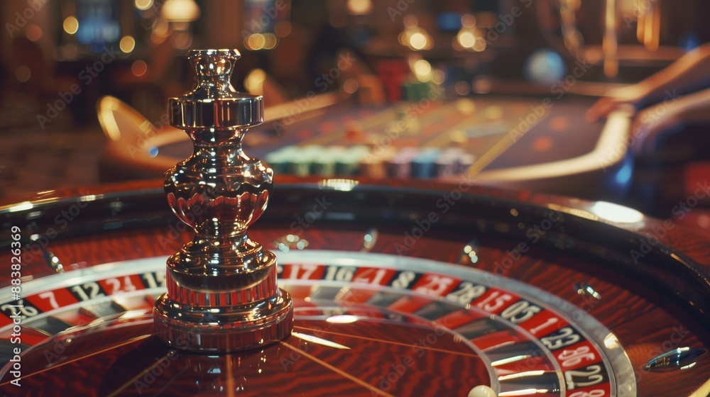 A high-stakes roulette table in a sophisticated casino, bathed in dramatic, focused lighting that highlights the rich wooden details and the vibrant red and black of the wheel. A high-stakes roulette table in a sophisticated casino, bathed in dramatic, focused lighting that highlights the rich wooden details and the vibrant red and black of the wheel.