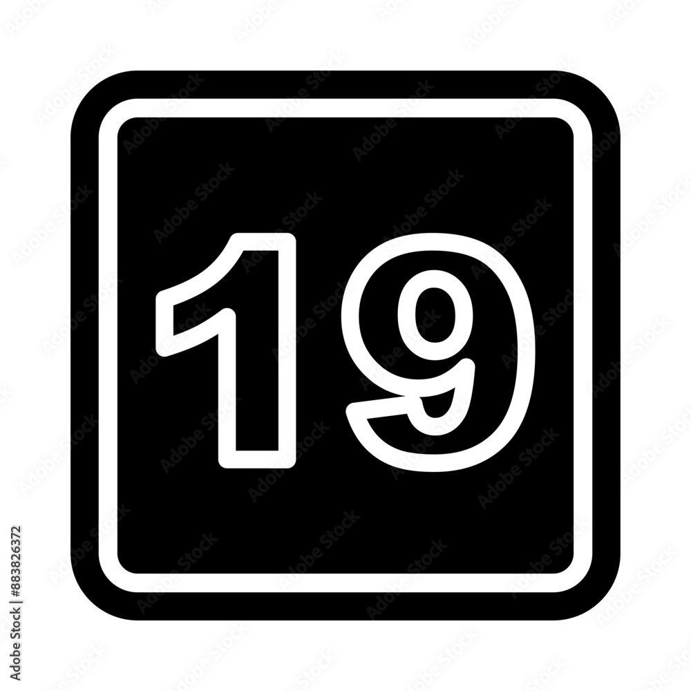 19 Number Vector Glyph Icon Design 19 Number Vector Glyph Icon Design