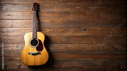 Background with guitar on wooden surface, music, instrument, acoustic, strings, hobby, musician, artist, vintage