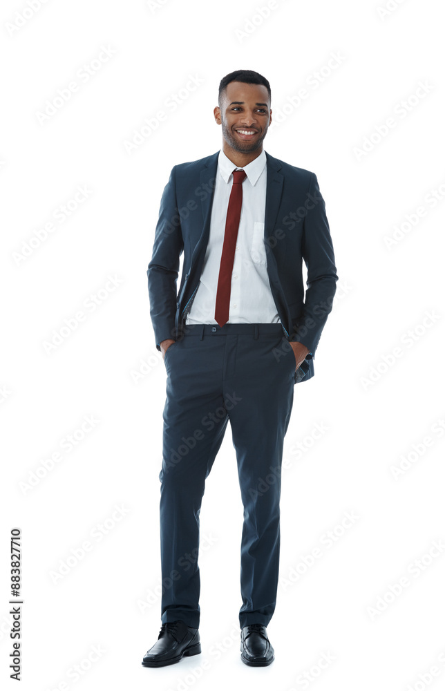 Smile, suit and black man in studio with confidence for legal career, lawyer job and entrepreneur. African, attorney and happy with professional clothes, corporate and businessman by white background Smile, suit and black man in studio with confidence for legal career, lawyer job and entrepreneur. African, attorney and happy with professional clothes, corporate and businessman by white background