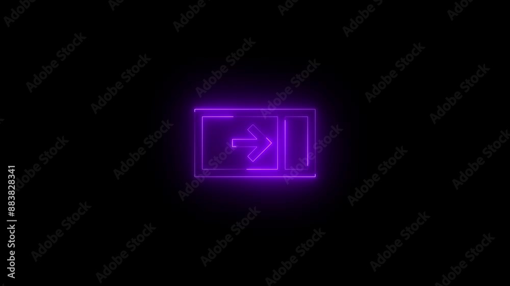 Neon closepane icon purple glowing black background animation Neon closepane icon purple glowing black background animation