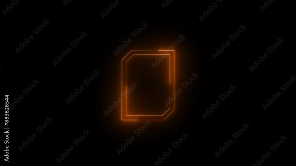 Neon document icon brown glowing black background animation Neon document icon brown glowing black background animation