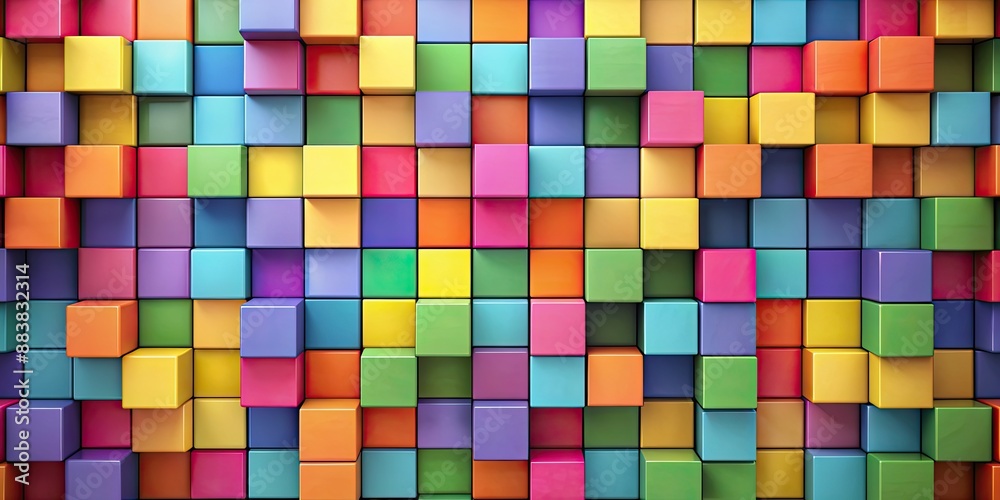 Abstract geometric background with an array of colorful squares, abstract, background, squares, geometric, pattern, design