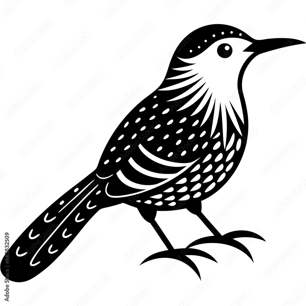 Fototapeta premium Cactus Wren Icon Silhouette Illustration. Bird Vector Graphic Pictogram Symbol Clip Art. 