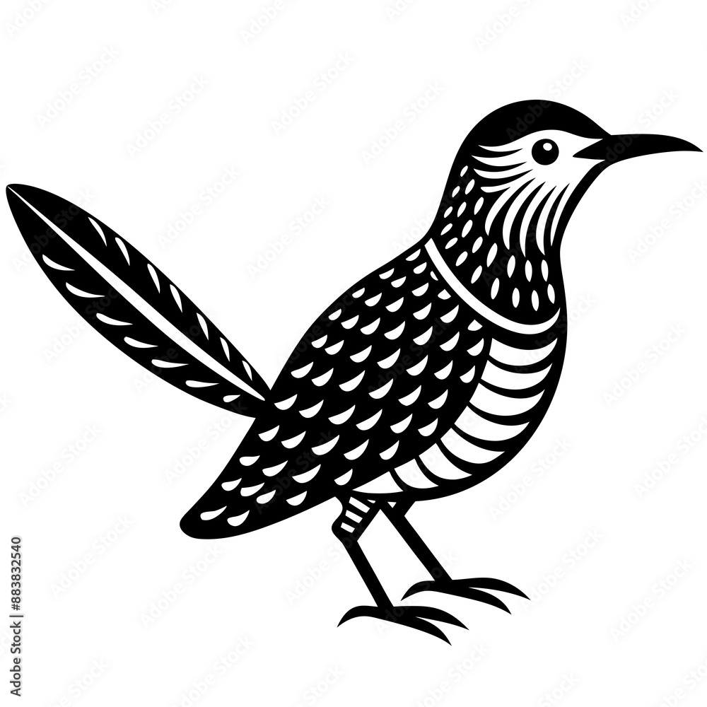 Obraz premium Cactus Wren Icon Silhouette Illustration. Bird Vector Graphic Pictogram Symbol Clip Art. 