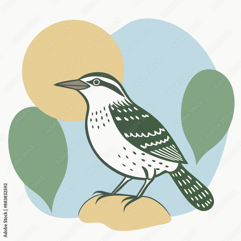 Fototapeta premium Cactus Wren Icon Silhouette Illustration. Bird Vector Graphic Pictogram Symbol Clip Art. 
