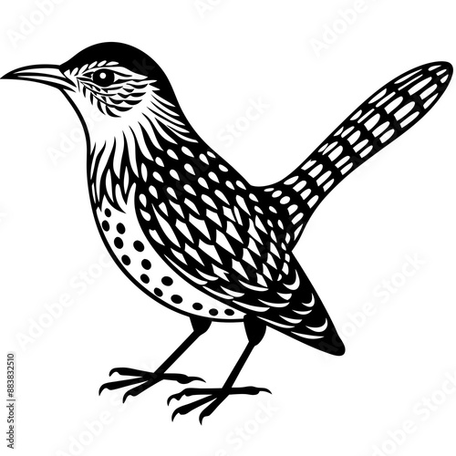 Cactus Wren Icon Silhouette Illustration. Bird Vector Graphic Pictogram Symbol Clip Art. 