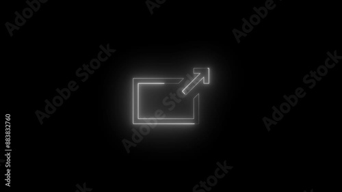 Neon openInnewwindow icon white glowing black background animation photo