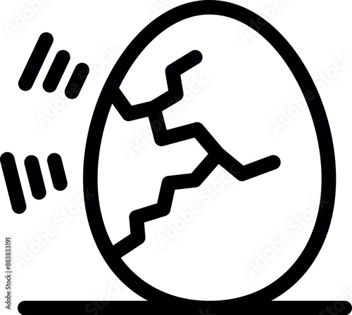 Cracked egg is shaking, about to hatch