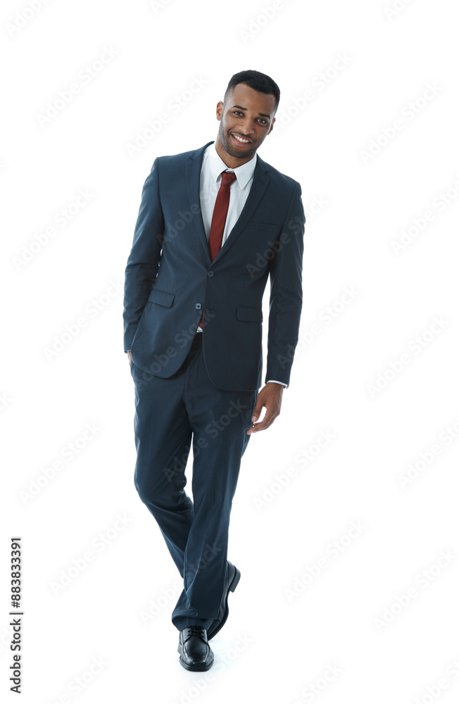 Portrait, business attorney and black man with consultant in studio on white background. Professional lawyer, face and confident employee, legal advocate and African advisor in law firm for career Portrait, business attorney and black man with consultant in studio on white background. Professional lawyer, face and confident employee, legal advocate and African advisor in law firm for career