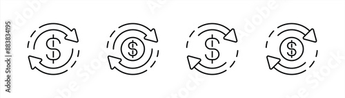 turnover money icon set. money transfer icon symbol sign. vector illustration