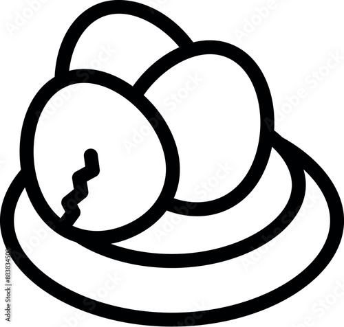This minimalist line art illustration depicts the concept of fragility and resilience with a cracked egg in a nest