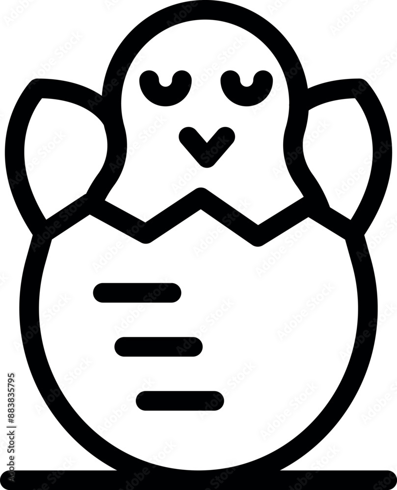 Simple yet adorable cartoon icon of a cute bird hatchling emerging from an egg, perfect for projects related to new beginnings Simple yet adorable cartoon icon of a cute bird hatchling emerging from an egg, perfect for projects related to new beginnings