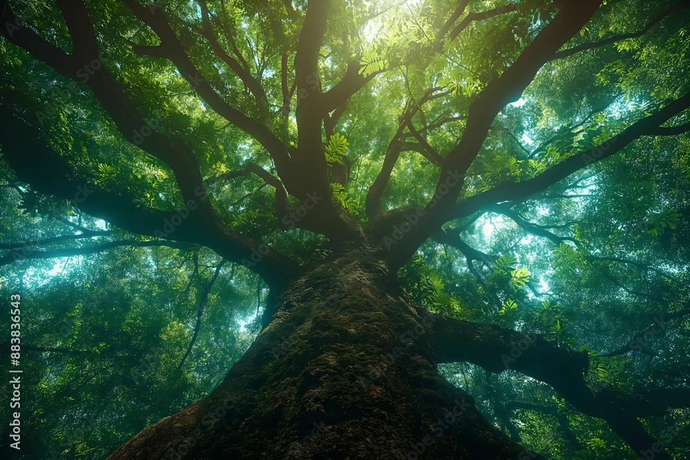 Fototapeta premium Biblical illustration, the Tree of Life whose fruit was eaten by Adam and Eve