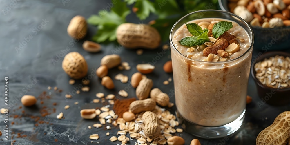 Φωτογραφία Morning drink with peanut butter and oats perfect for a healthy start