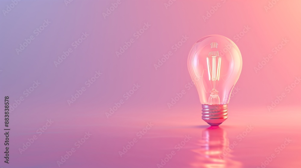 Creative Innovation Glowing Light Bulb on Gradient Background with Copy Space Creative Innovation Glowing Light Bulb on Gradient Background with Copy Space