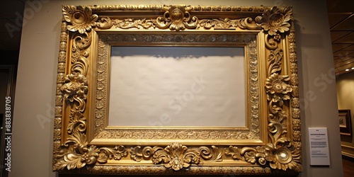 Gold painted picture frame with intricate designs , gold, painted, picture frame, intricate, designs, vintage, decoration, ornate photo