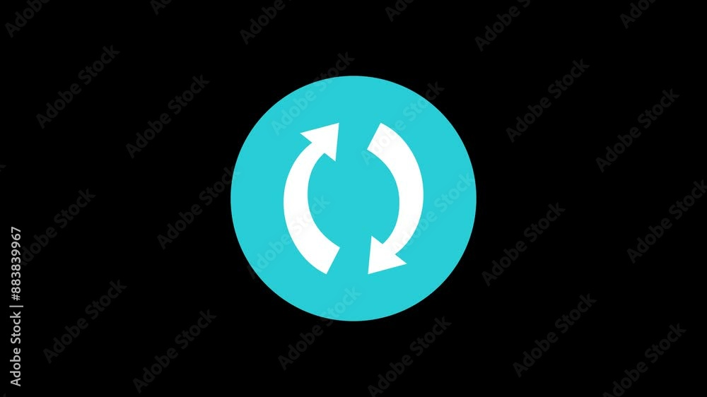 Arrow circle icon cyan color simple shape circle animation black background Arrow circle icon cyan color simple shape circle animation black background