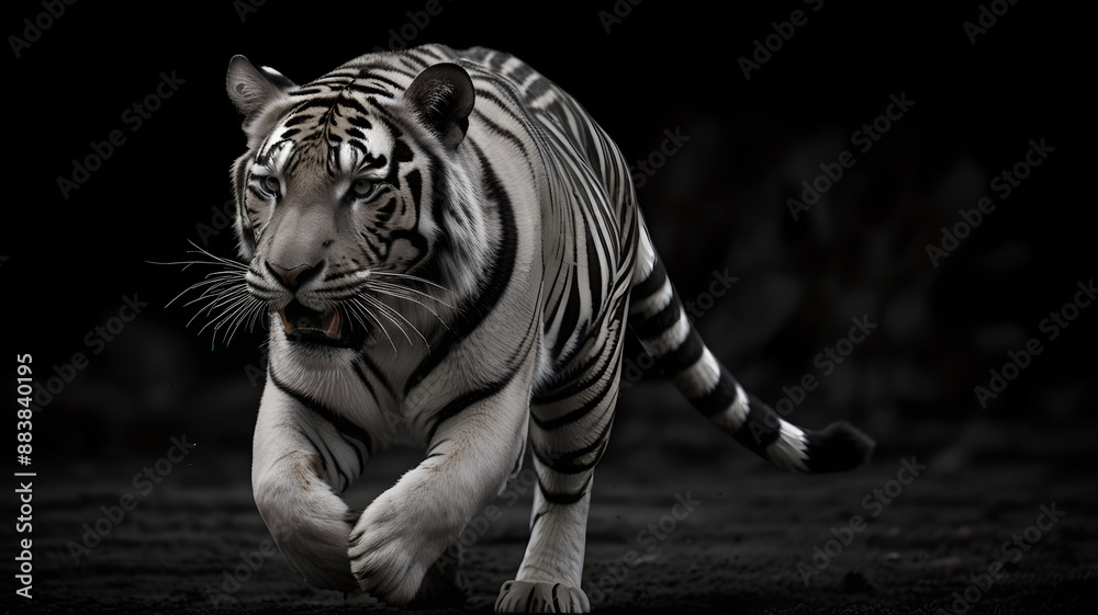 Obraz premium White Tiger running in the water