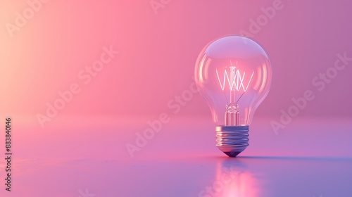 Softly lit light bulb peaceful pink lavender atmosphere brilliance conceptual gradient background with subtle shadows reflections creativity