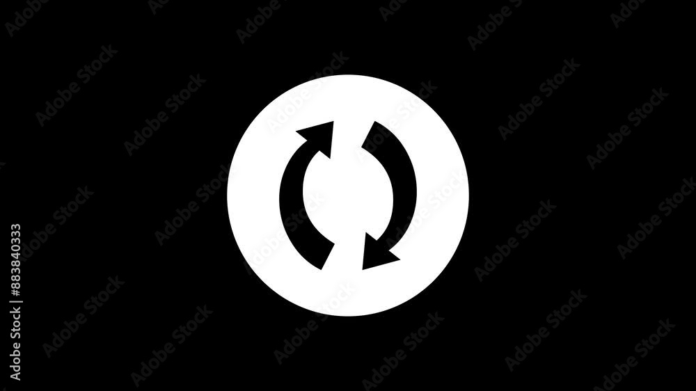 Arrow circle icon white color simple shape circle animation black background Arrow circle icon white color simple shape circle animation black background