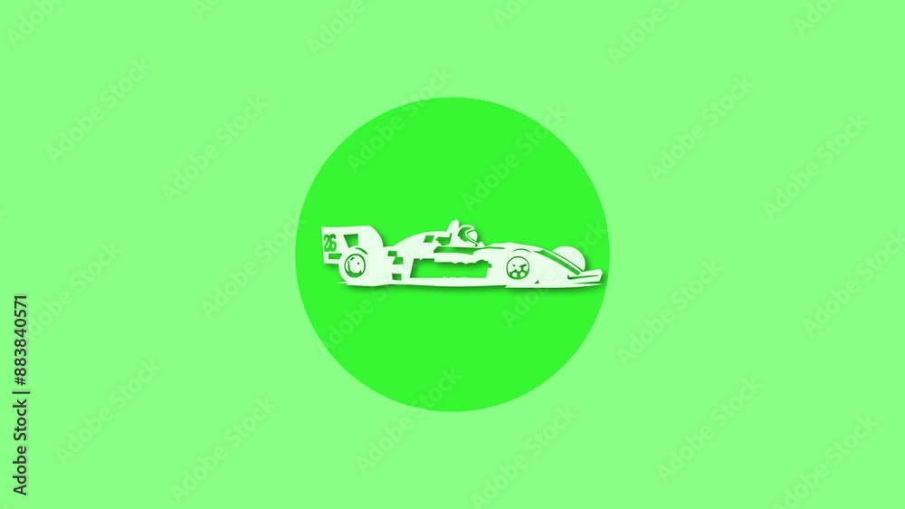 Auto racing icon green color simple shape circle animation Auto racing icon green color simple shape circle animation
