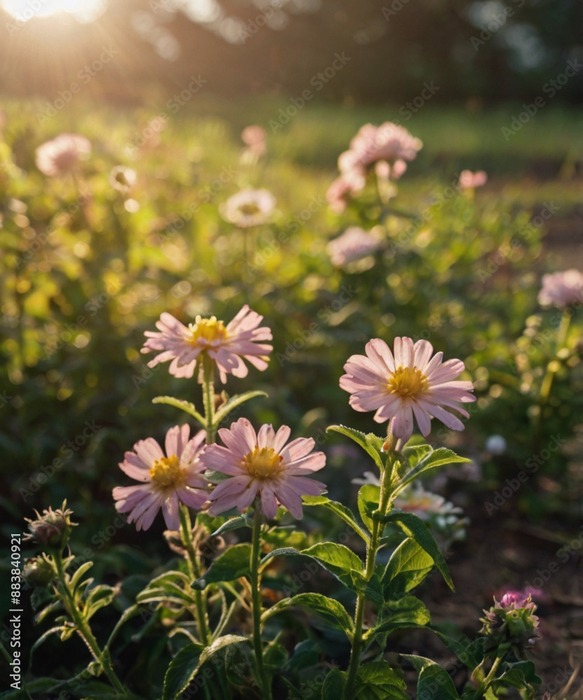 Beautiful flowers blooming in a park and garden, featuring various colors and types such as daisies, asters, and violets, representing nature and seasonal beauty Beautiful flowers blooming in a park and garden, featuring various colors and types such as daisies, asters, and violets, representing nature and seasonal beauty