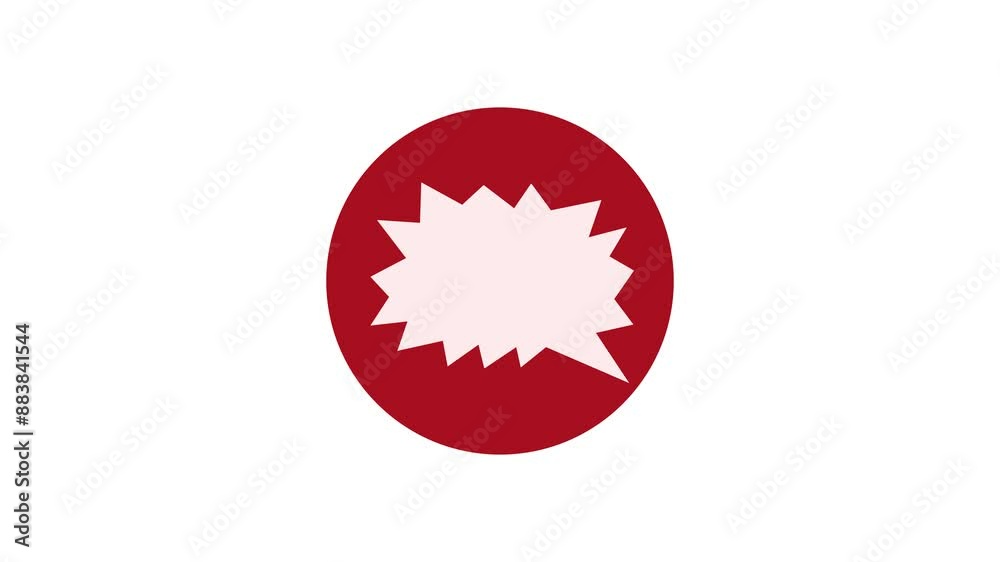 Bubble speech icon red color simple shape circle animation white background