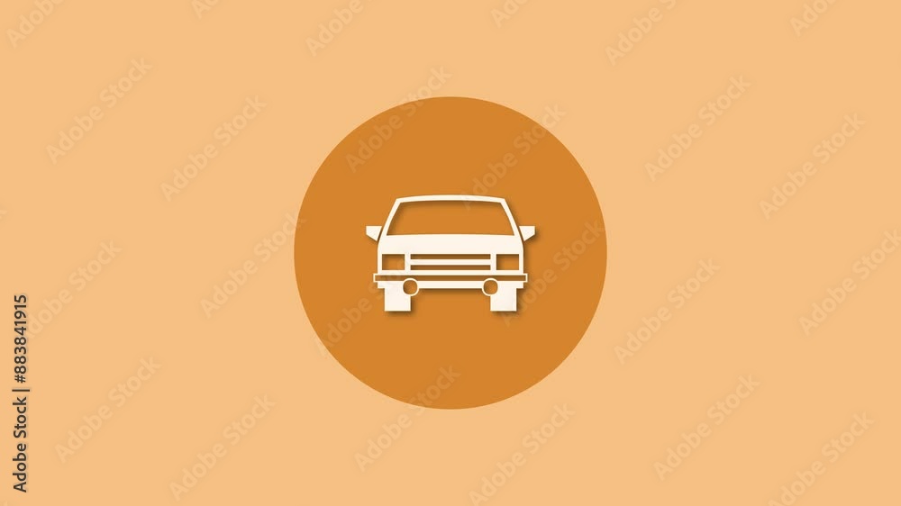 Car icon brown color simple shape circle animation Car icon brown color simple shape circle animation