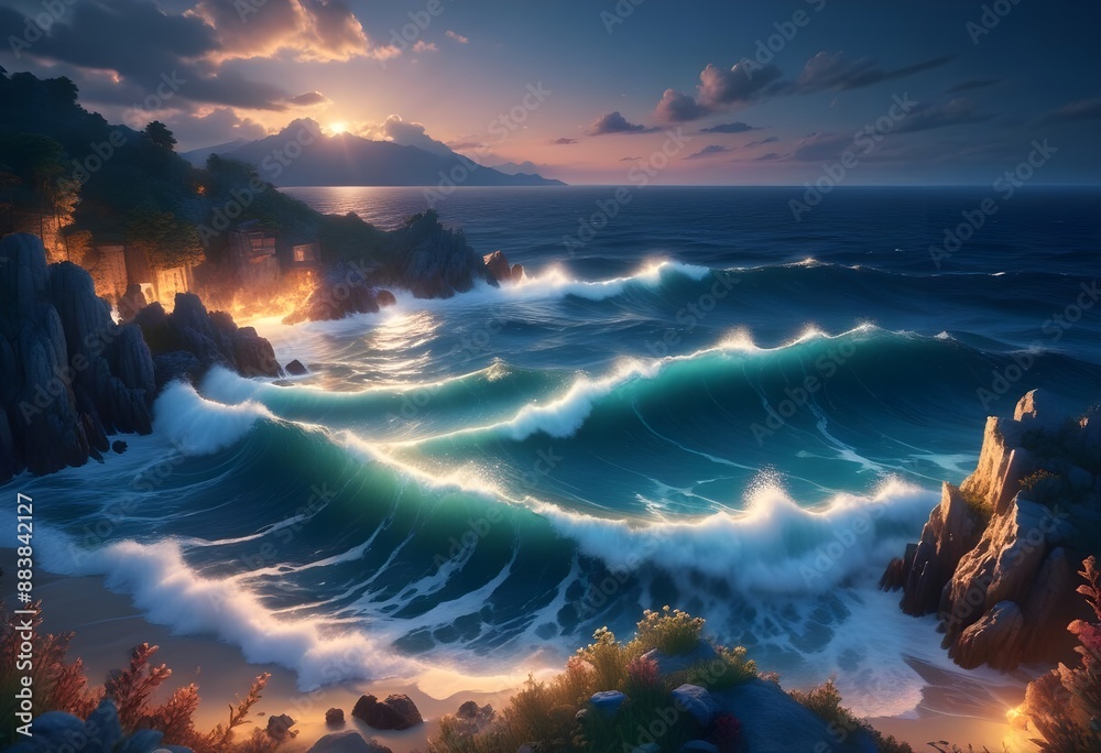 Beautiful beach scenery, high angle view of the sea Beautiful beach scenery, high angle view of the sea