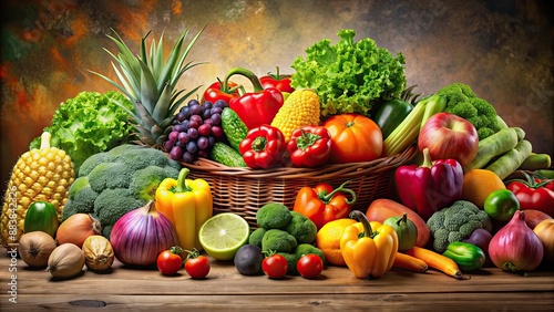 Fototapeta Naklejka Na Ścianę i Meble -  Ultra realistic food s of fresh and tempting fruits and vegetables , realistic, detailed, food, s, fruits, vegetables, fresh