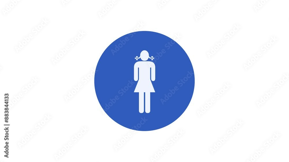 Girl icon blue color simple shape circle animation white background Girl icon blue color simple shape circle animation white background