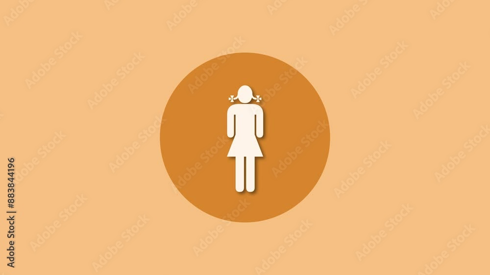 Girl icon brown color simple shape circle animation Girl icon brown color simple shape circle animation