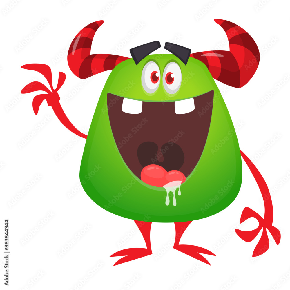 Fototapeta premium Funny cartoon monster with funny face. Halloween vector illustration. Great for package design or party decoration