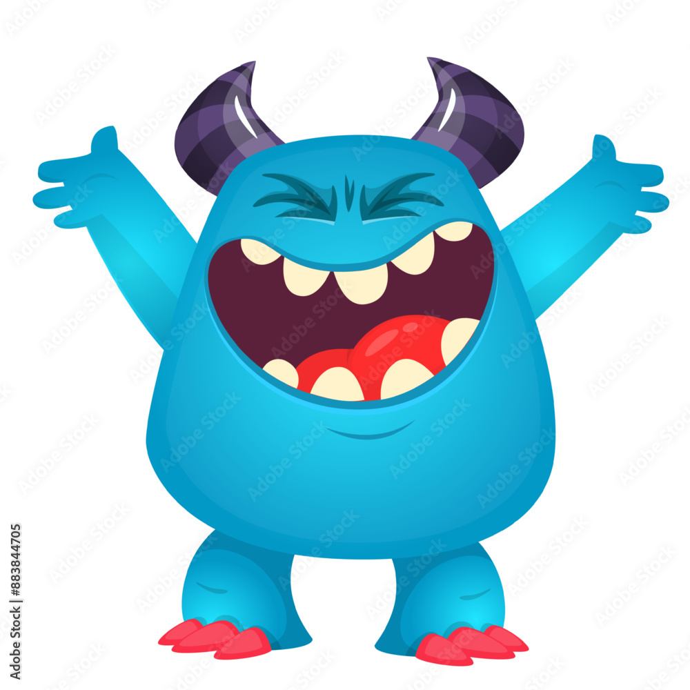 Funny cartoon monster with funny face. Halloween vector illustration. Great for package design or party decoration Funny cartoon monster with funny face. Halloween vector illustration. Great for package design or party decoration