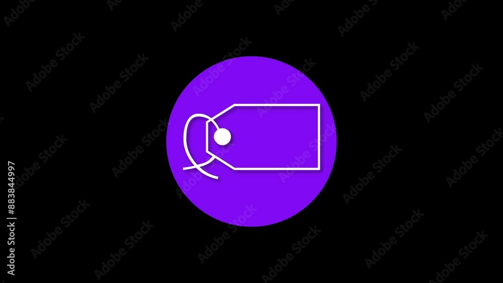 Label icon purple color simple shape circle animation black background Label icon purple color simple shape circle animation black background