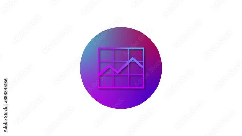 Line chart icon gradient colorful simple shape circle animation white background Line chart icon gradient colorful simple shape circle animation white background
