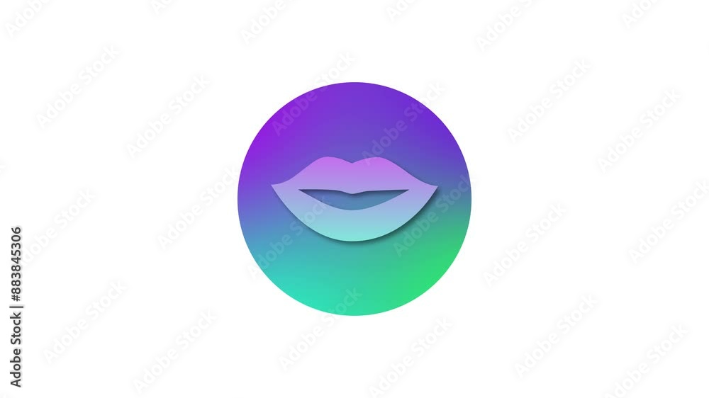 Lip icon gradient color simple shape circle animation white background Lip icon gradient color simple shape circle animation white background