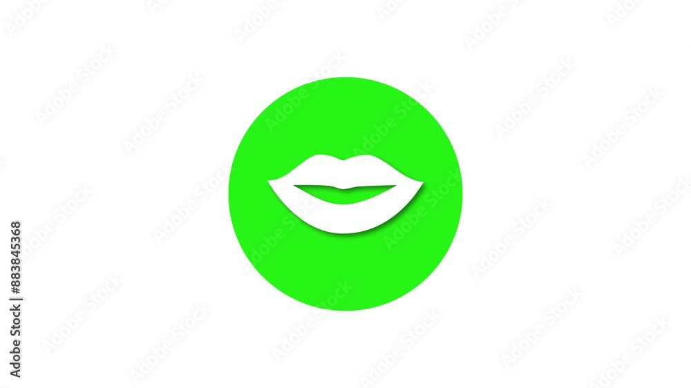 Lip icon green color simple shape circle animation white background Lip icon green color simple shape circle animation white background