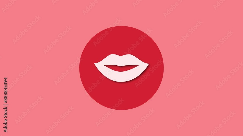 Lip icon red color simple shape circle animation Lip icon red color simple shape circle animation